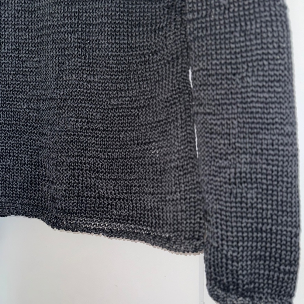 ZARA Sweater Chunky TEXTURED MESH KNIT LONG SLEEVE TOP Sheen Black S - Picture 2 of 6